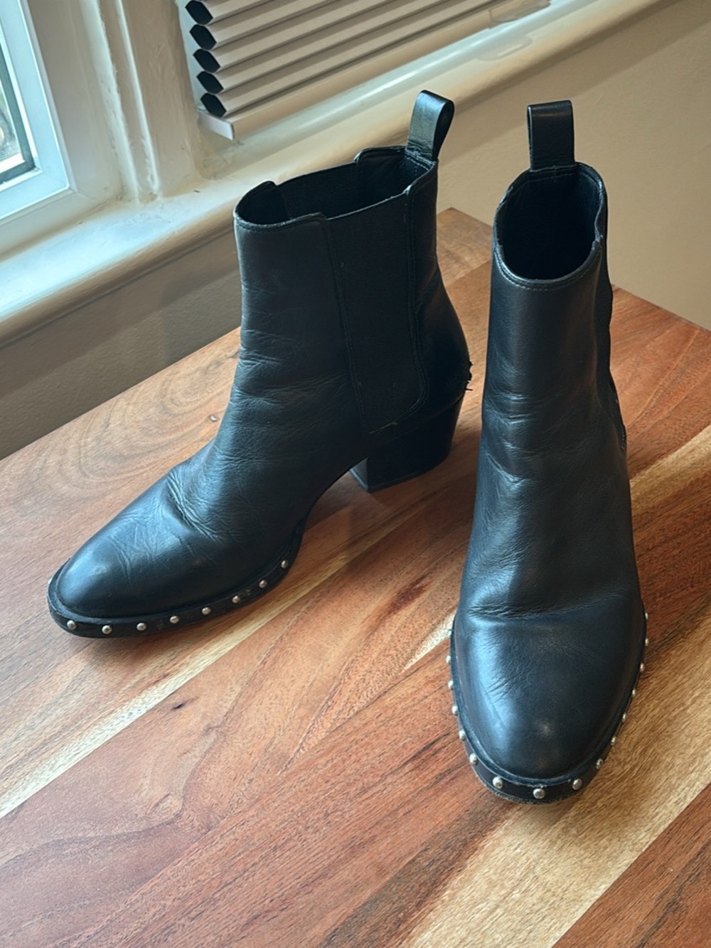 ALLSAINTS Black Leather Studded Chelsea Boots